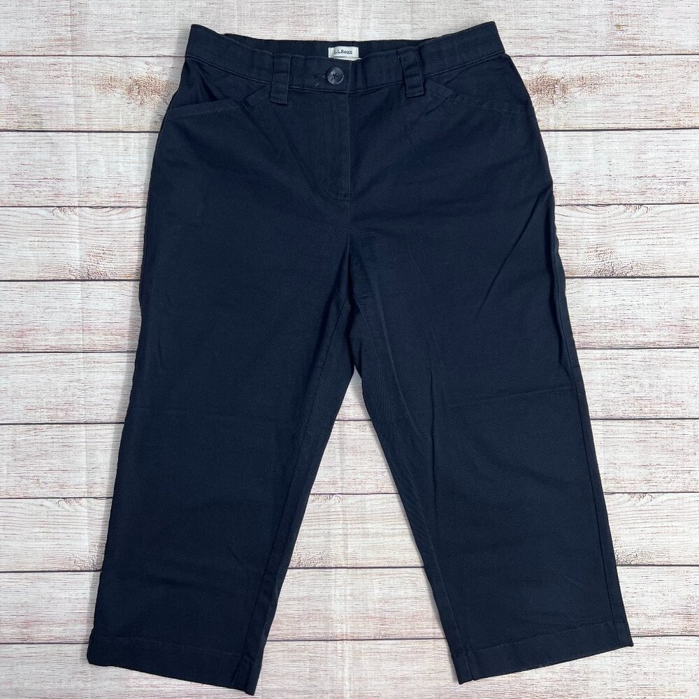 L.L. Bean Classic Fit Capri Pants Black Size 10 Petite Chino Cropped Casual